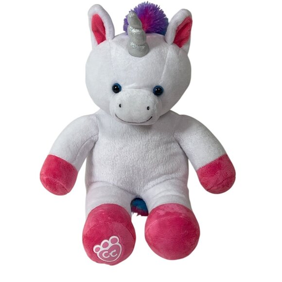 Build-A-Bear Unicorn Plush White with Rainbow Mane & Tail 16” - Picture 1 of 14